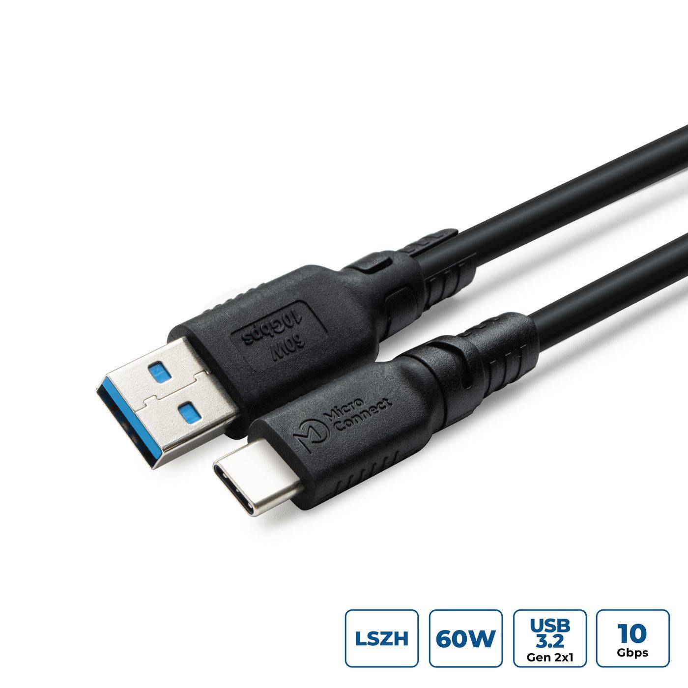MicroConnect ColorFlex USB-C naar USB-A kabel 60W 10Gbps Halogeenvrij (LSZH), USB 3.2 Gen 2, 2m-0