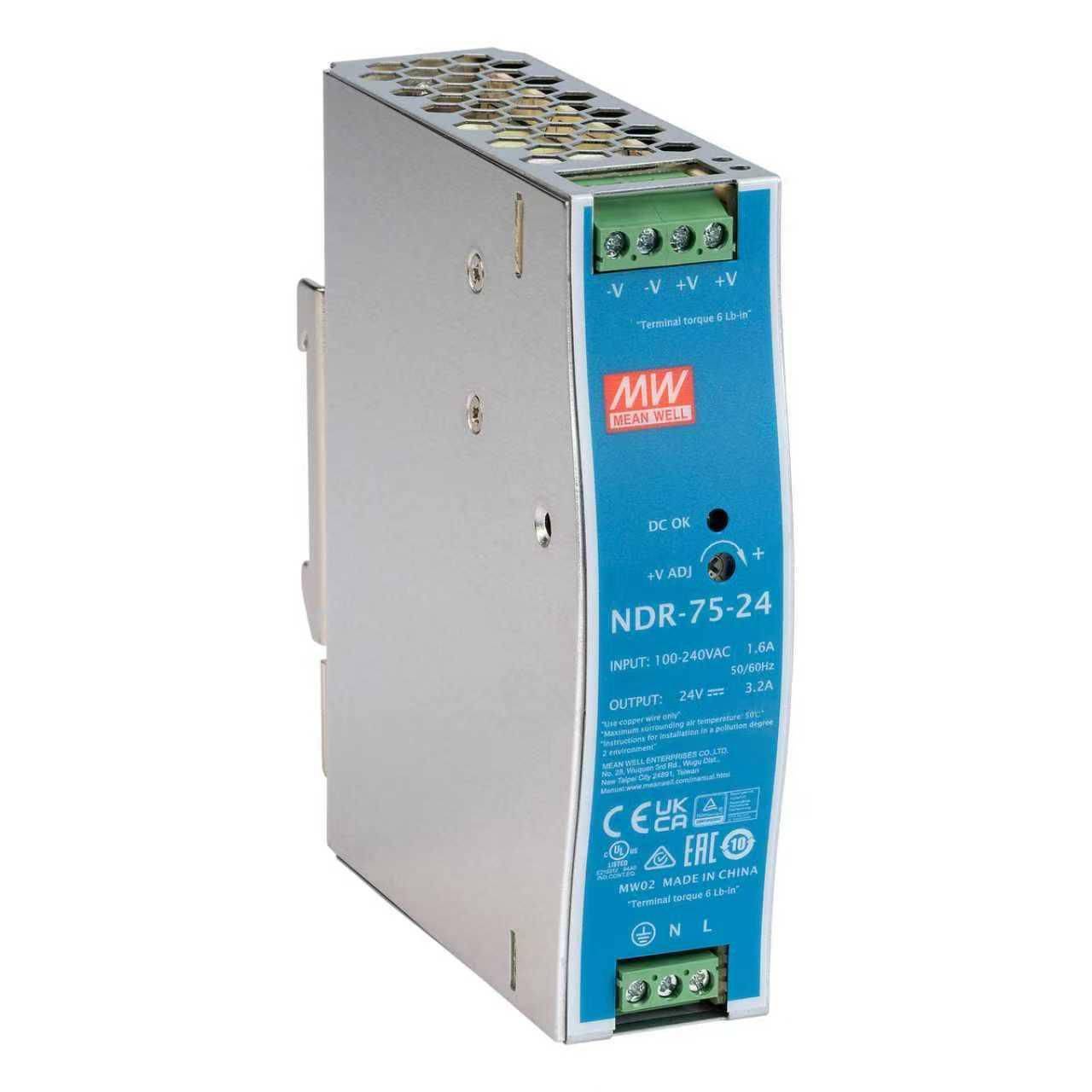 Ernitec DC Enkele Uitgang Industriële DIN Rail Voedingsunits - 24V-0