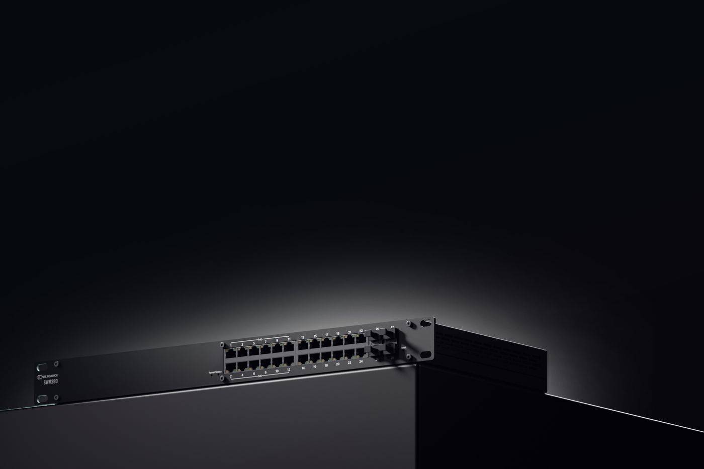 Teltonika Networks 4 x SFP-poorten, 128 MB DDR3, 16 MB seriële flash, 12 PoE+-poorten, 12 Gigabit Ethernet-poorten, zwar-0
