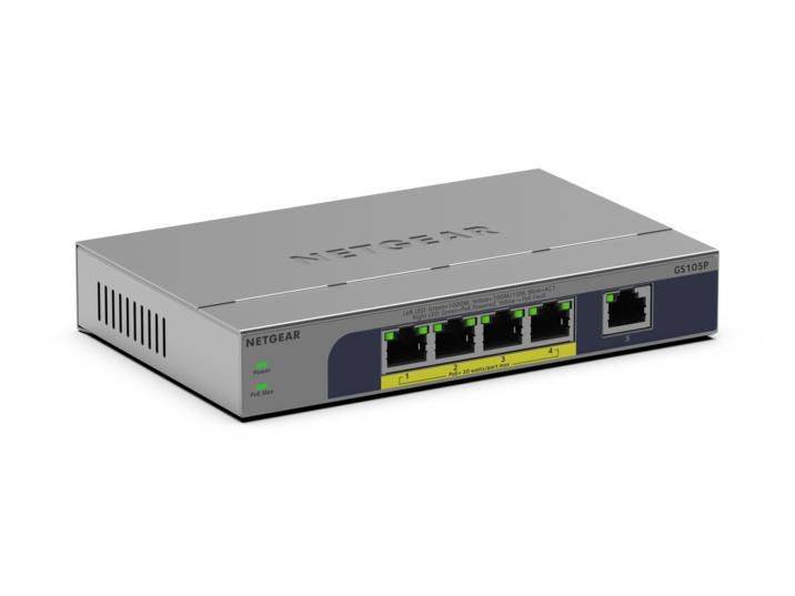 Netgear GS105P - 5-Poorts Gigabit Onbeheerde Switch met PoE - 1 Gbps (GS105P-300EUS) 5PT-0