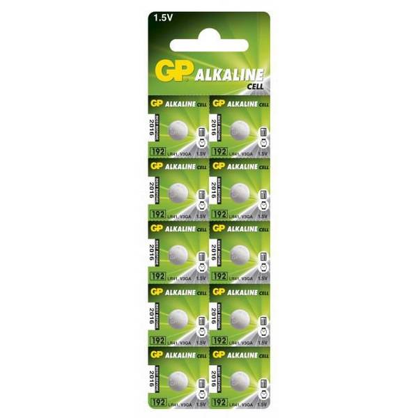 GP alkalibatterij 192-C10, 1,5V, LR41, verpakking van 10 stuks