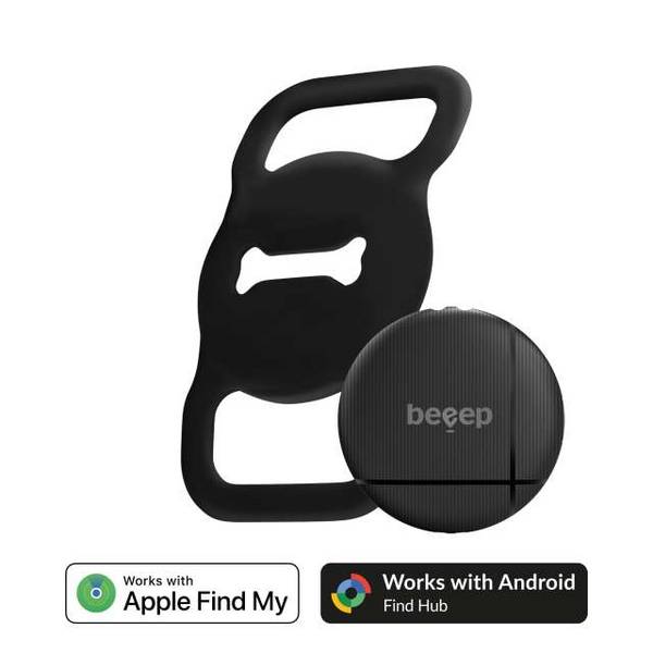 Beeep OneTag Apple Find My & Android Tracker - Dog Collar Tag - Black