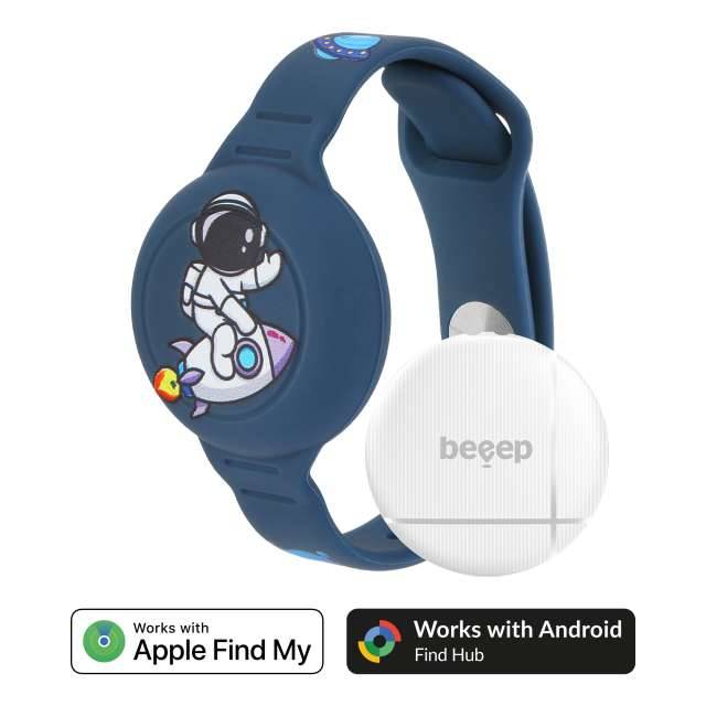 Beeep OneTag Apple Find My & Android Tracker - Kids Wristband Silicon Astronaut-0