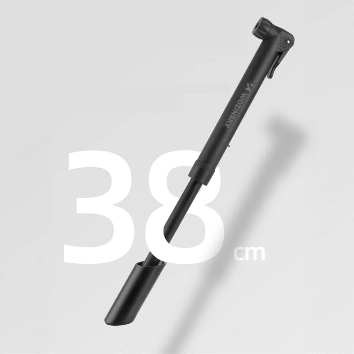 Wozinsky WPR-01 fietspomp, handpomp, 5,5 bar (80 psi), Presta Schrader, compact, 24 cm, nylon, zwart.-1