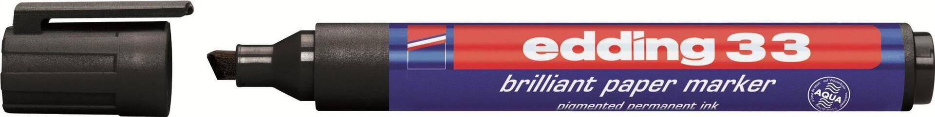 EDDING 33 Brilliant Papiermarker Zwart Verpakking van 10 4-33001 10er-0
