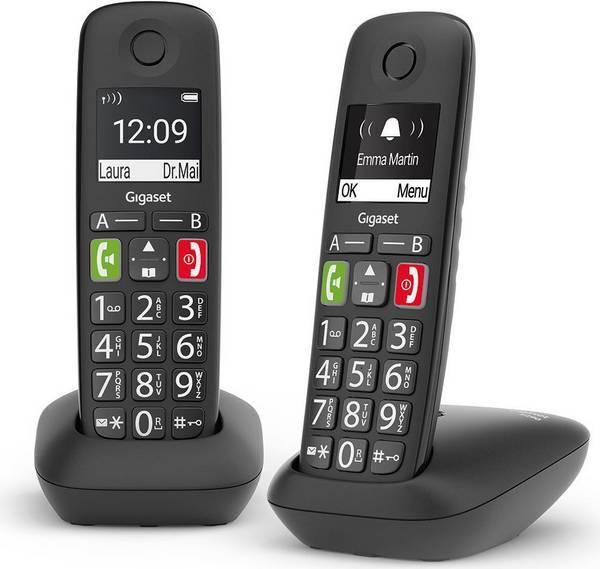Gigaset E290 Duo - Draadloze Telefoon met Bel-ID - ECO DECT/GAP - Zwart + Extra Handset (L36852-H2901-B101)