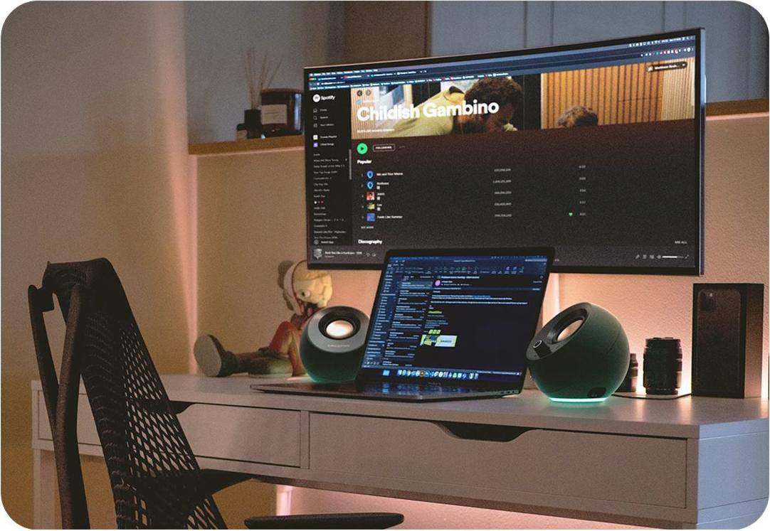 Creative Labs Pebble Pro Speakers, 2.0 Kanaal, Draadloos, Bluetooth, 30 Watt Totaal, voor PC 51MF1710AA000-0