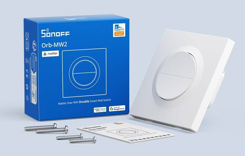 Sonoff - MINI-2GS-E - SONOFF MINI-2GS-E Matter Zweikanal-Wandschakelaar.-1