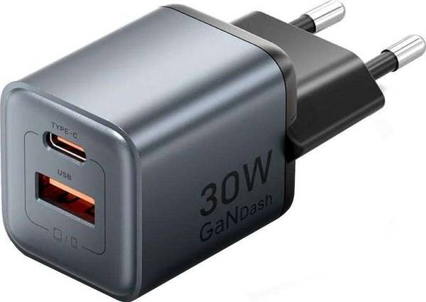 VN1 Vention 30W - oplader met GaN-technologie, 1x USB-A 1x USB-C (zwart)