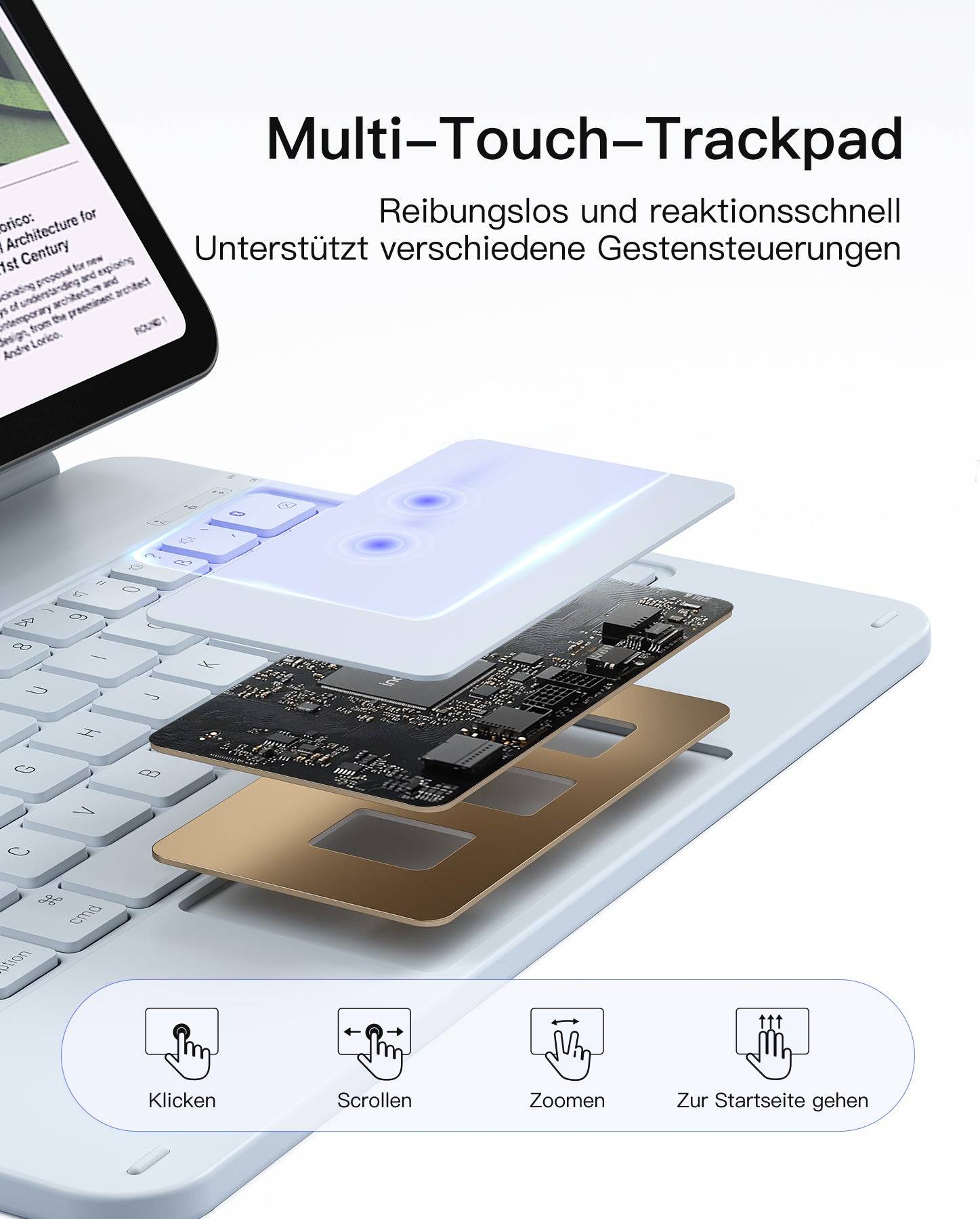 inateck toetsenbord voor iPad 11" QWERTZ blauw-1