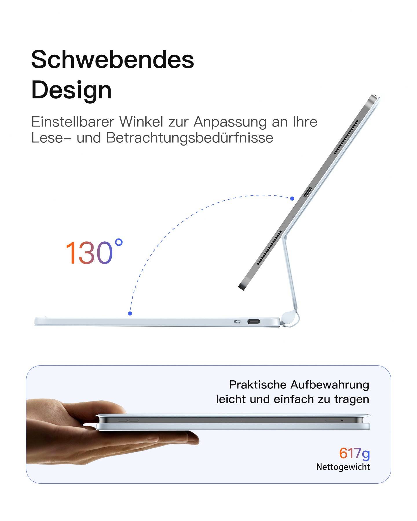 inateck toetsenbord voor iPad 11" QWERTZ blauw-3