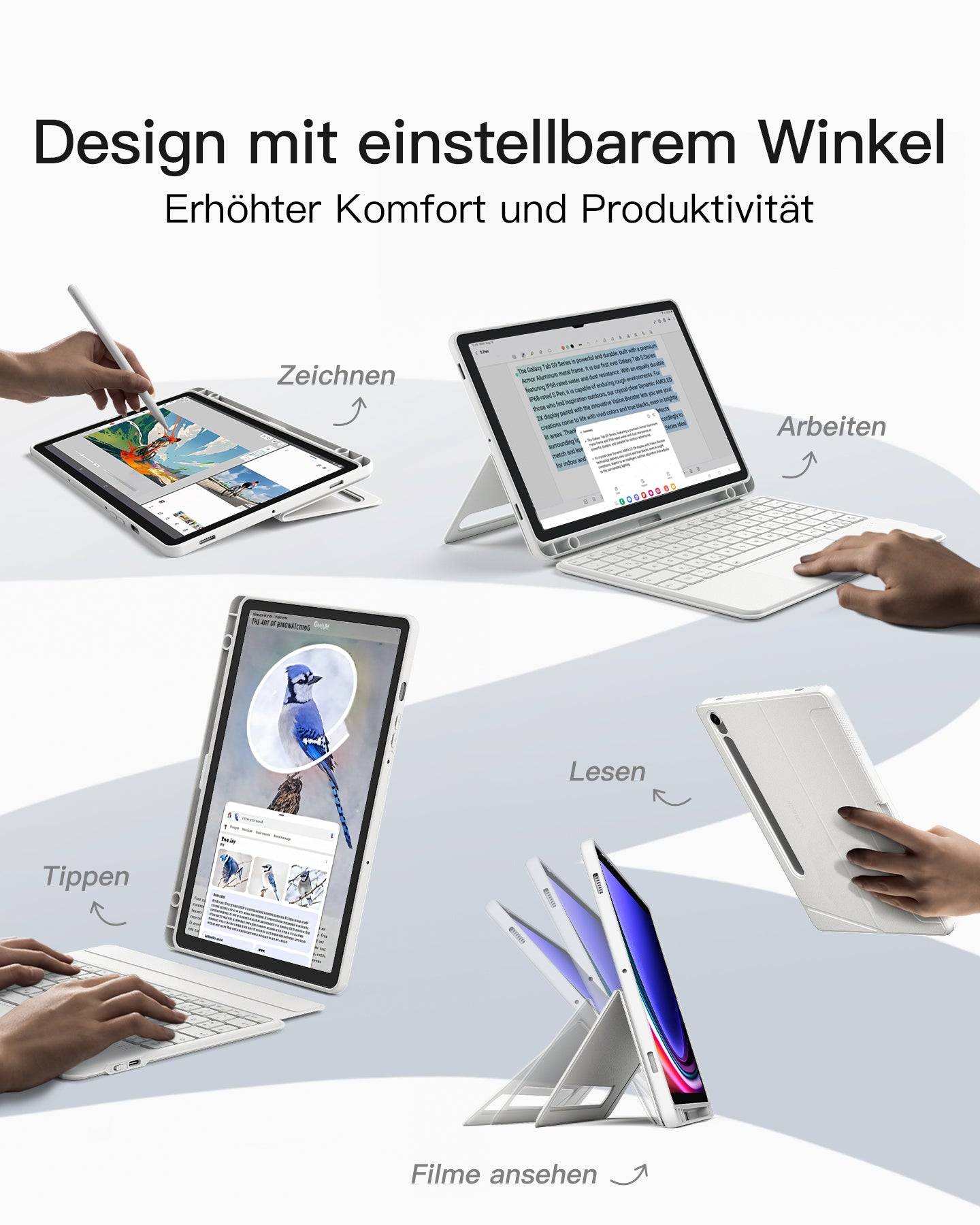 inateck toetsenbord Samsung 11" QWERTZ wit-2
