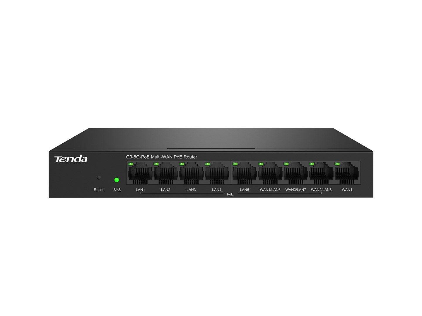 Tenda G0-8 g-PoE Bedrade Router Gigabit Ethernet Zwart G0-8 g-PoE-0