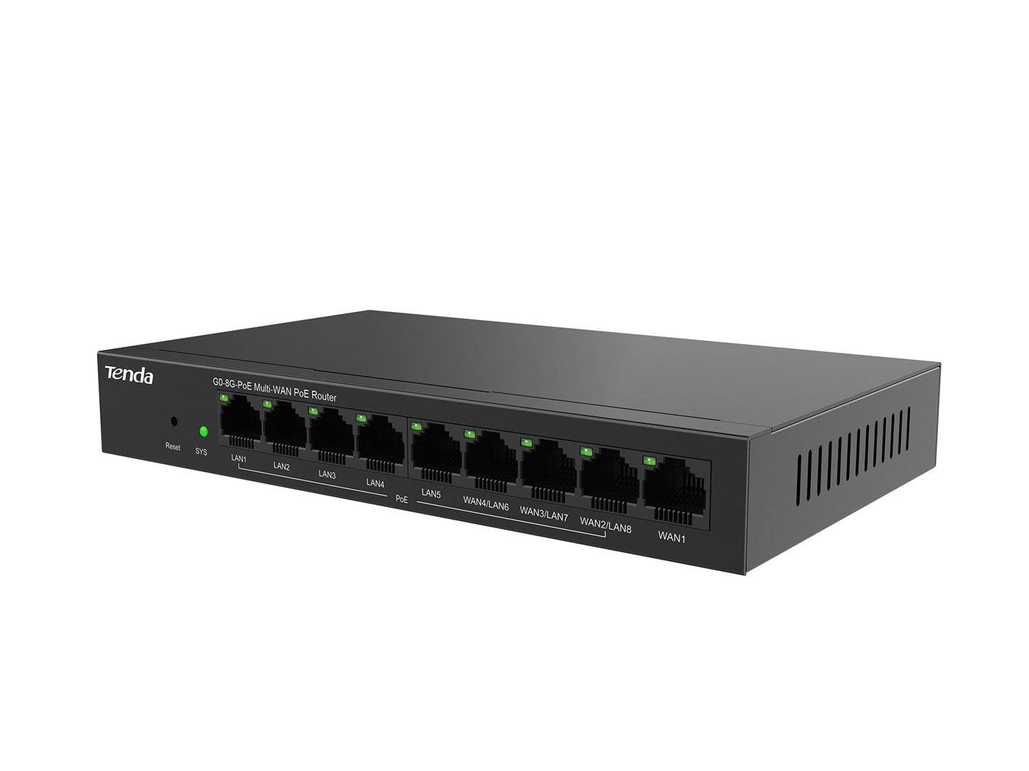 Tenda G0-8 g-PoE Bedrade Router Gigabit Ethernet Zwart G0-8 g-PoE-1