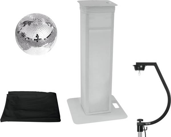 EUROLITE Set Spiegelbal 30 cm met Verstelbare Podiumstandaard + Zwarte Cover (20000714)