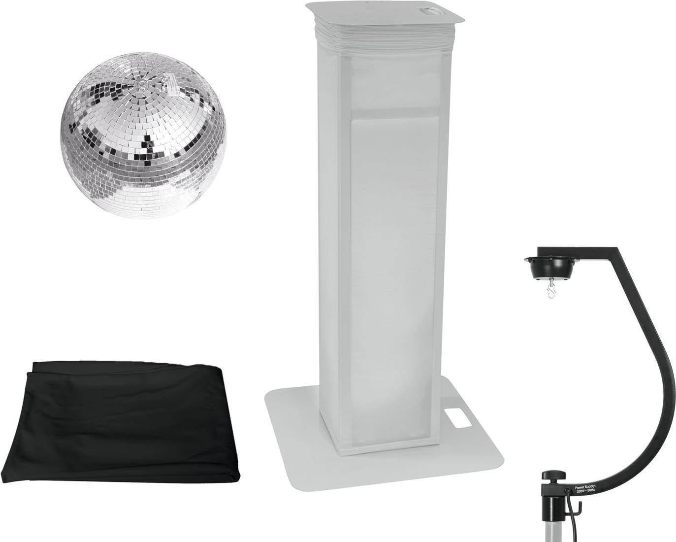 EUROLITE Set Spiegelbal 30 cm met Verstelbare Podiumstandaard + Zwarte Cover (20000714)-0