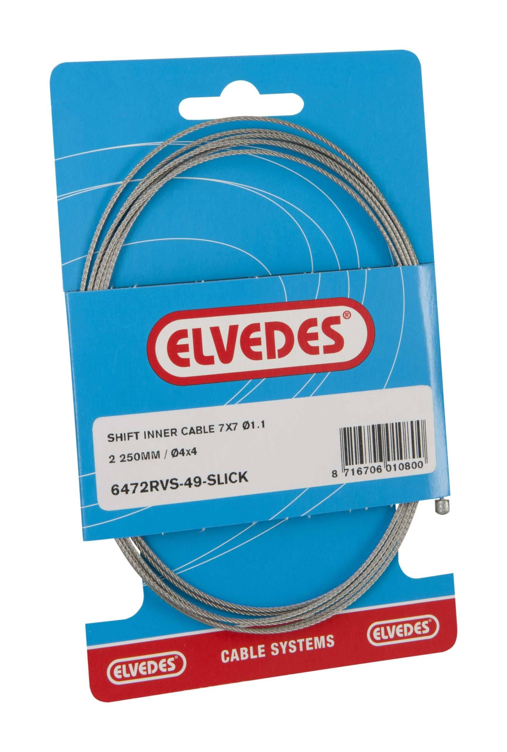 Schakel binnenkabel Elvedes 2250mm RVS Slick Ø1,1mm N-nippel (op kaart) - Zilver-0