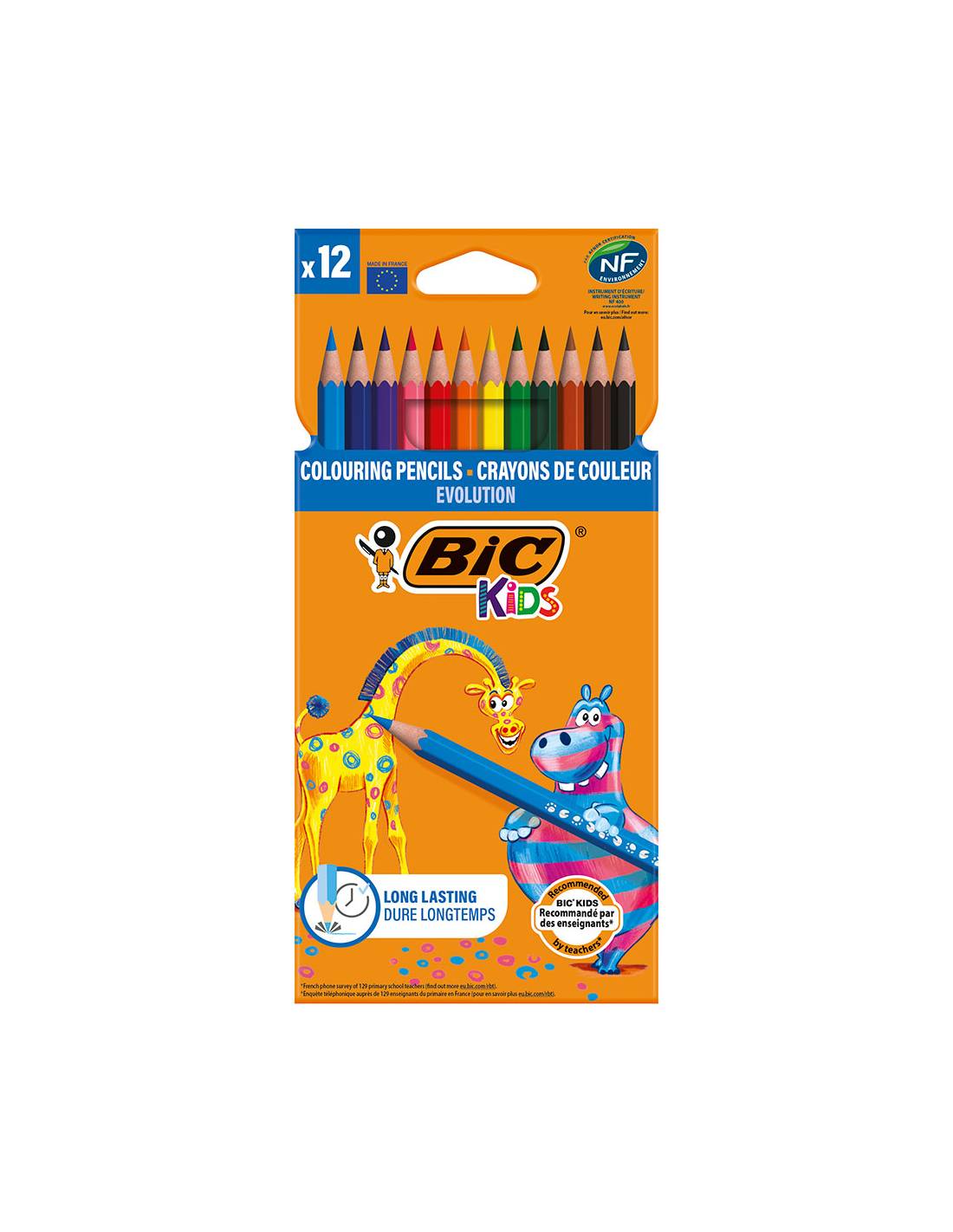 Bic kleurpotloden ecolutions evolution kunsthars assorti 12 stuks 32702200609633270220060963-0