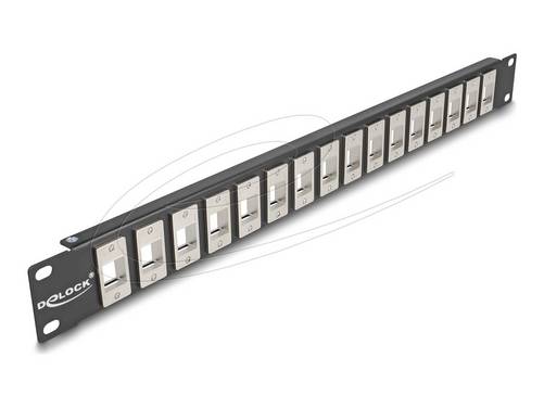 Delock 19″ Keystone Patch Panel 16 port 1U black