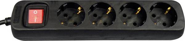 Tafelcontactdoos 4-V+Ra+Schakelaar Zw 3Mtr