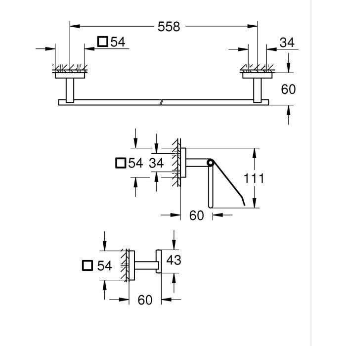 3-in-1 accessoireset - GROHE - 411242430 - Matzwart - Metaal - Douche-1