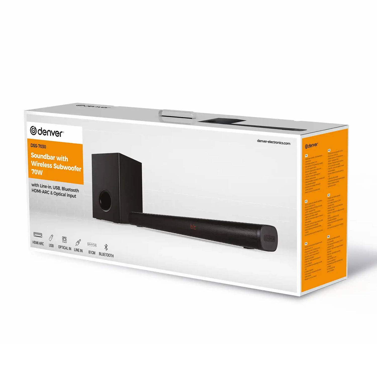 Denver DSS-7030 Bluetooth-soundbar met draadloze subwoofer Zwart-3