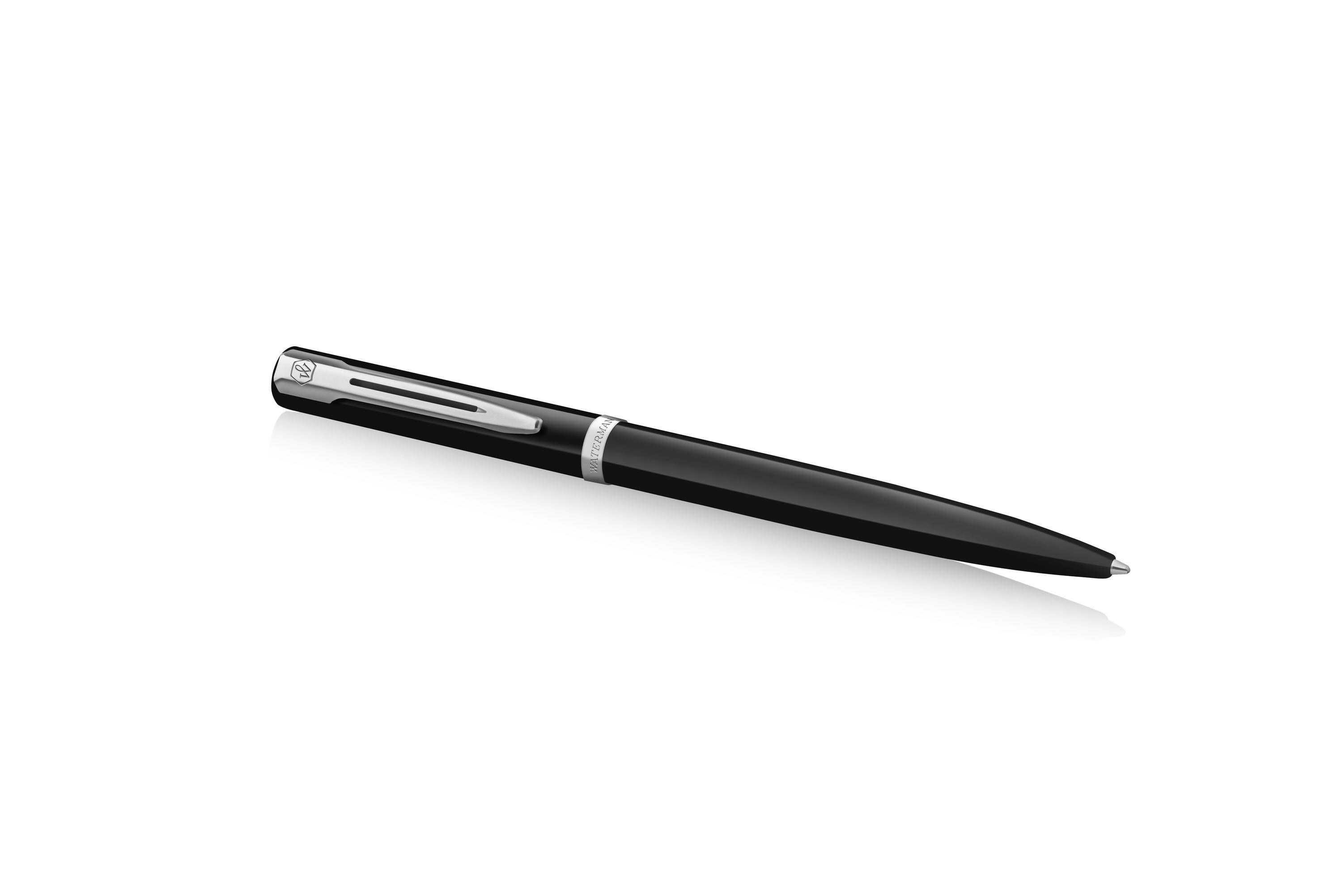 WATERMAN Balpen IMPRESSION Zwarte Lak CT M Blauwe Geschenkdoos-1