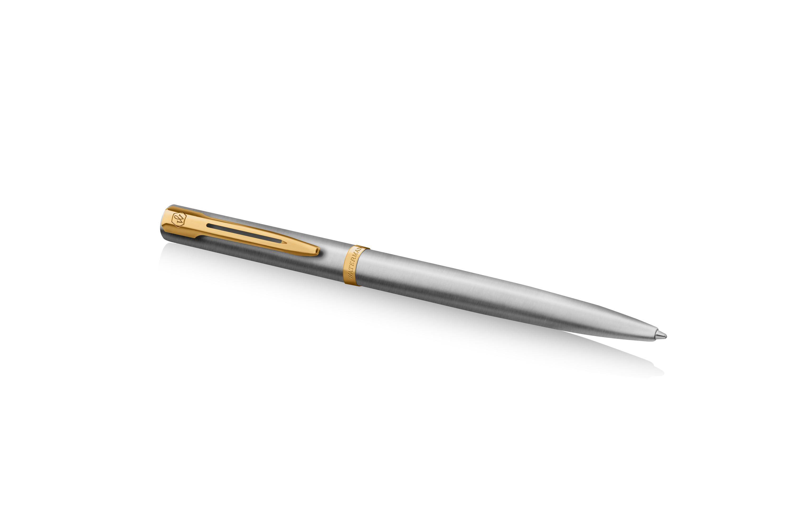 WATERMAN Balpen IMPRESSION Roestvrij Staal GT M Blauwe Cadeauverpakking-1