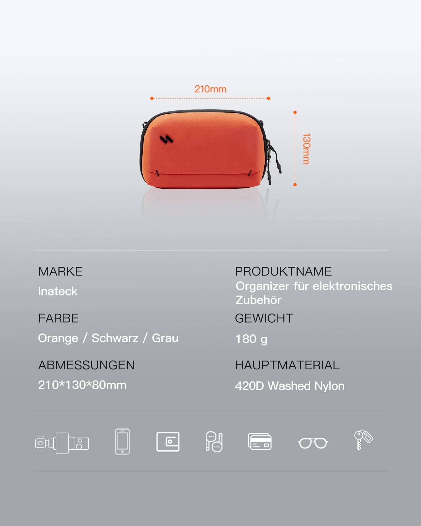 Inateck organizer tas ABM33 oranje. 22,5 cm x 14 cm x 8,5 cm-2
