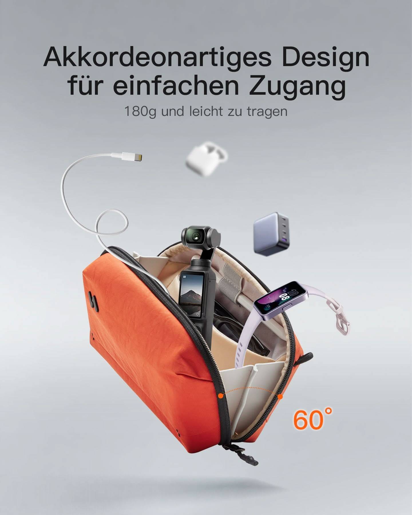Inateck organizer tas ABM33 oranje. 22,5 cm x 14 cm x 8,5 cm-4