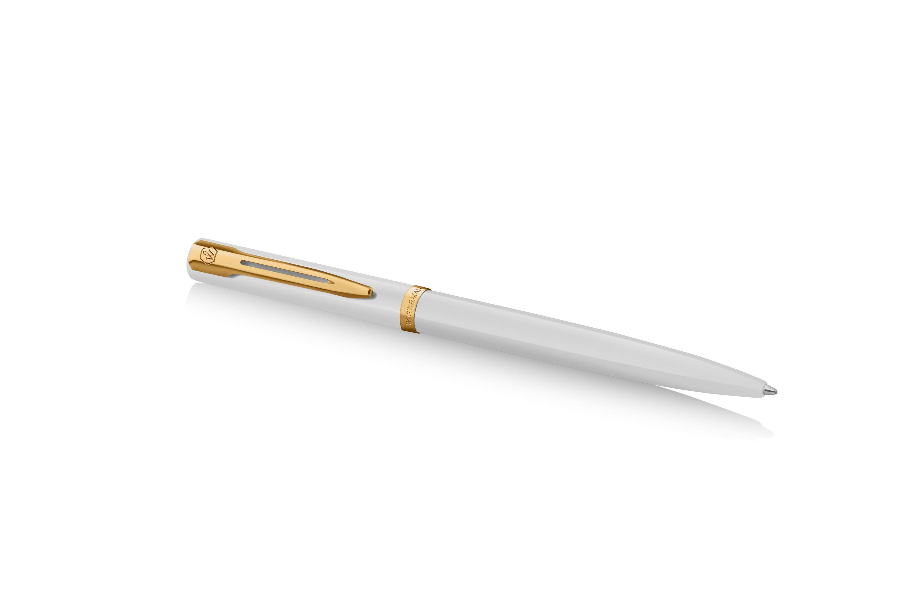 WATERMAN Balpen IMPRESSION Witte Lak CT M Blauwe Geschenkdoos-1