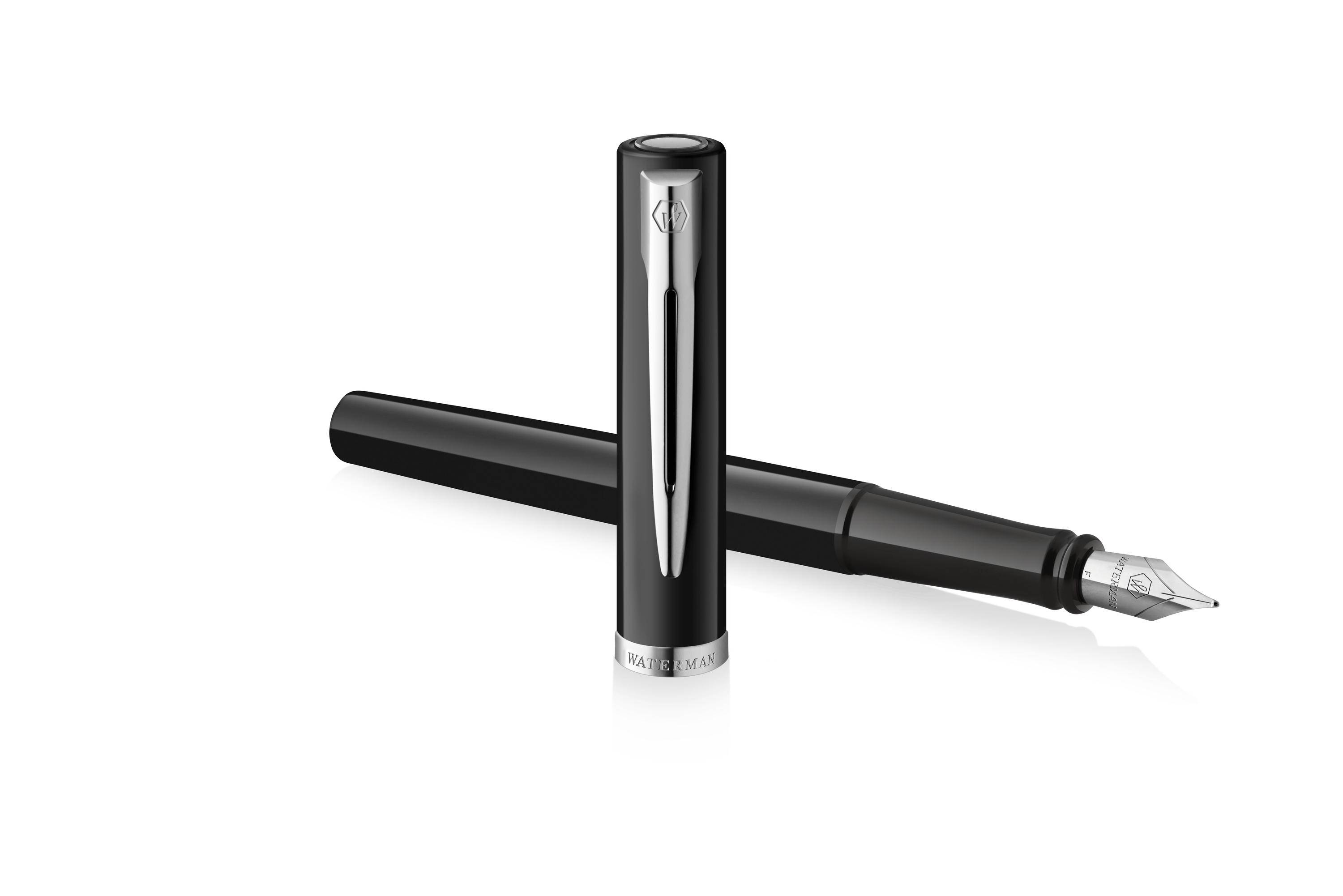 WATERMAN vulpen IMPRESSION zwarte lak CT M blauwe geschenkdoos-2