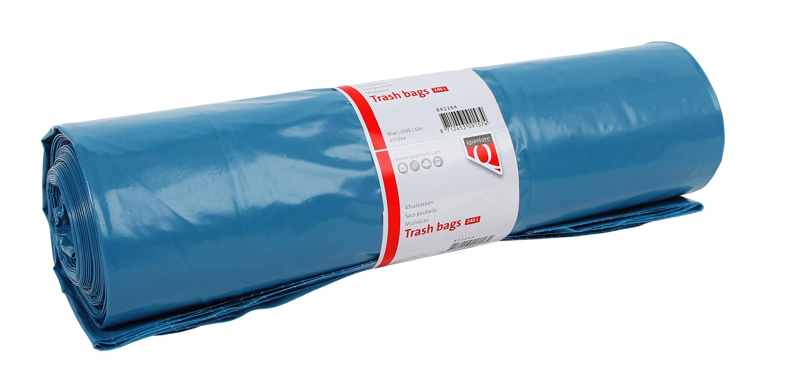 Quantore 8712453091581 Quantore - Afvalzak ldpe t70 65/25x140cm 240l blauw | 10 stuks-0