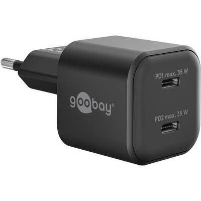 Goobay nano USB lader | 2x USB-C PD | GaN | 35W | zwart-0