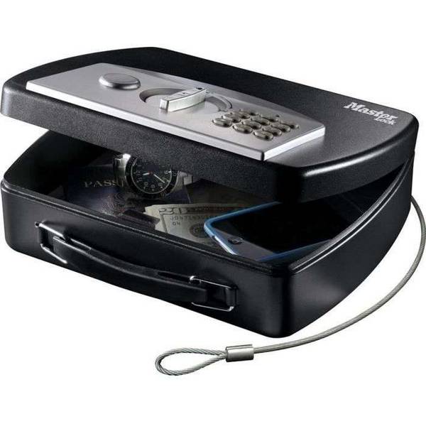 MASTER LOCK Draagbare veiligheidskoffer voor reizen met kabel - elektronische combinatie + sleutel
