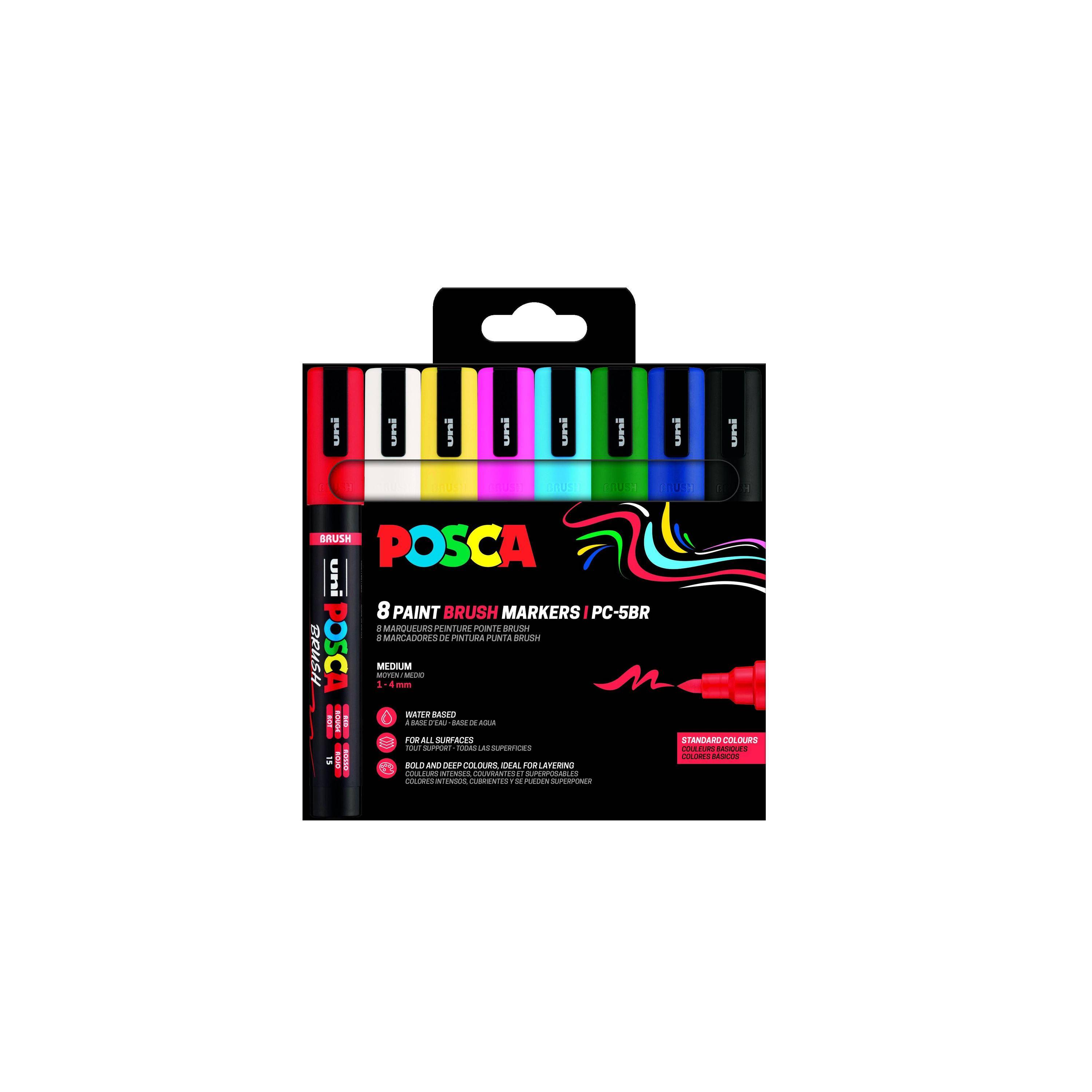 Posca 3701614902113 Posca - Paintmarker uni pc-5br brushpunt m ass 8st-0