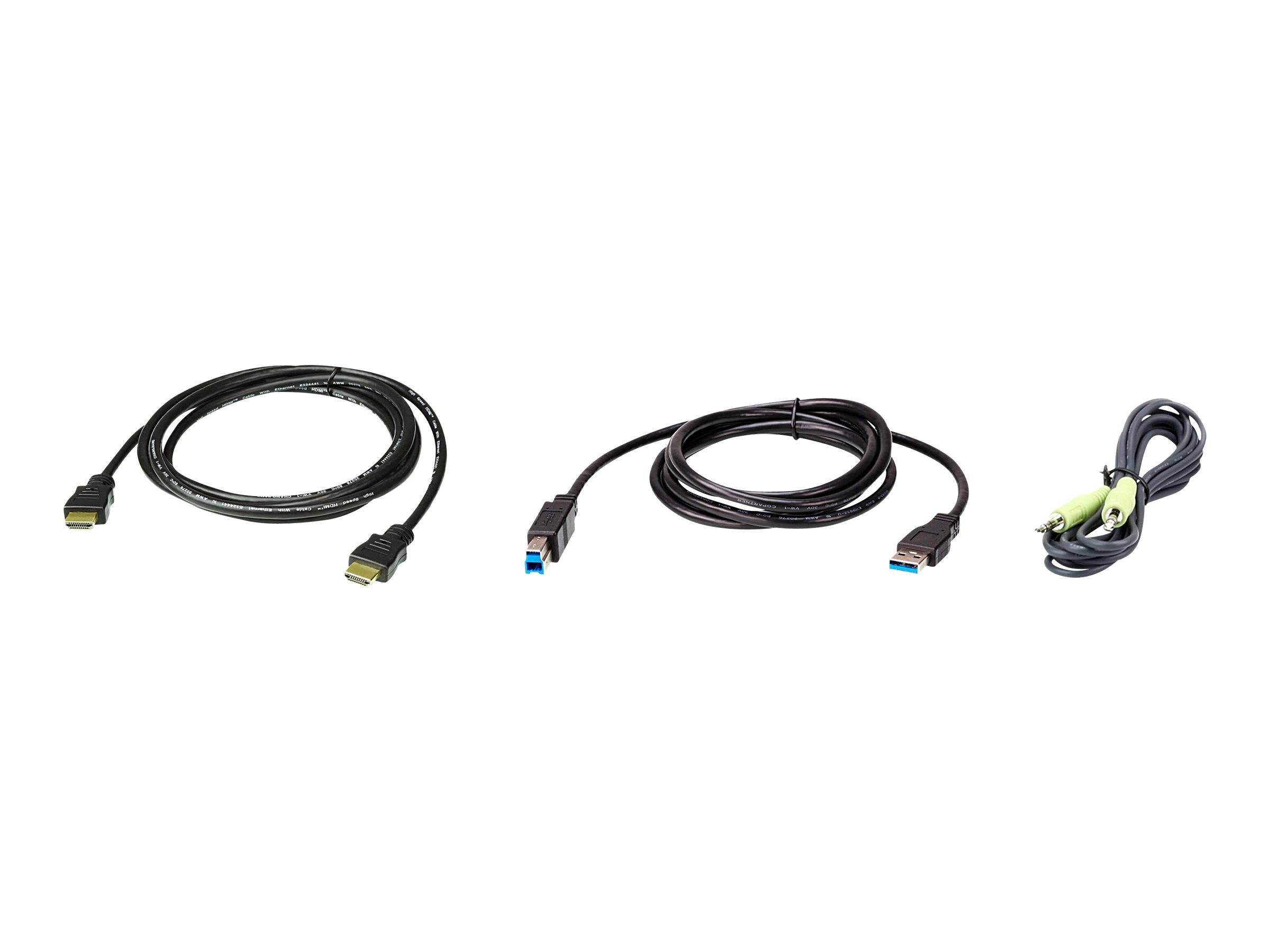 ATEN KVM Kabel [1x HDMI, Jackplug male 3,5 mm, USB - 1x HDMI, Jackplug male 3,5 mm, USB] 1.8 m Zwart-1