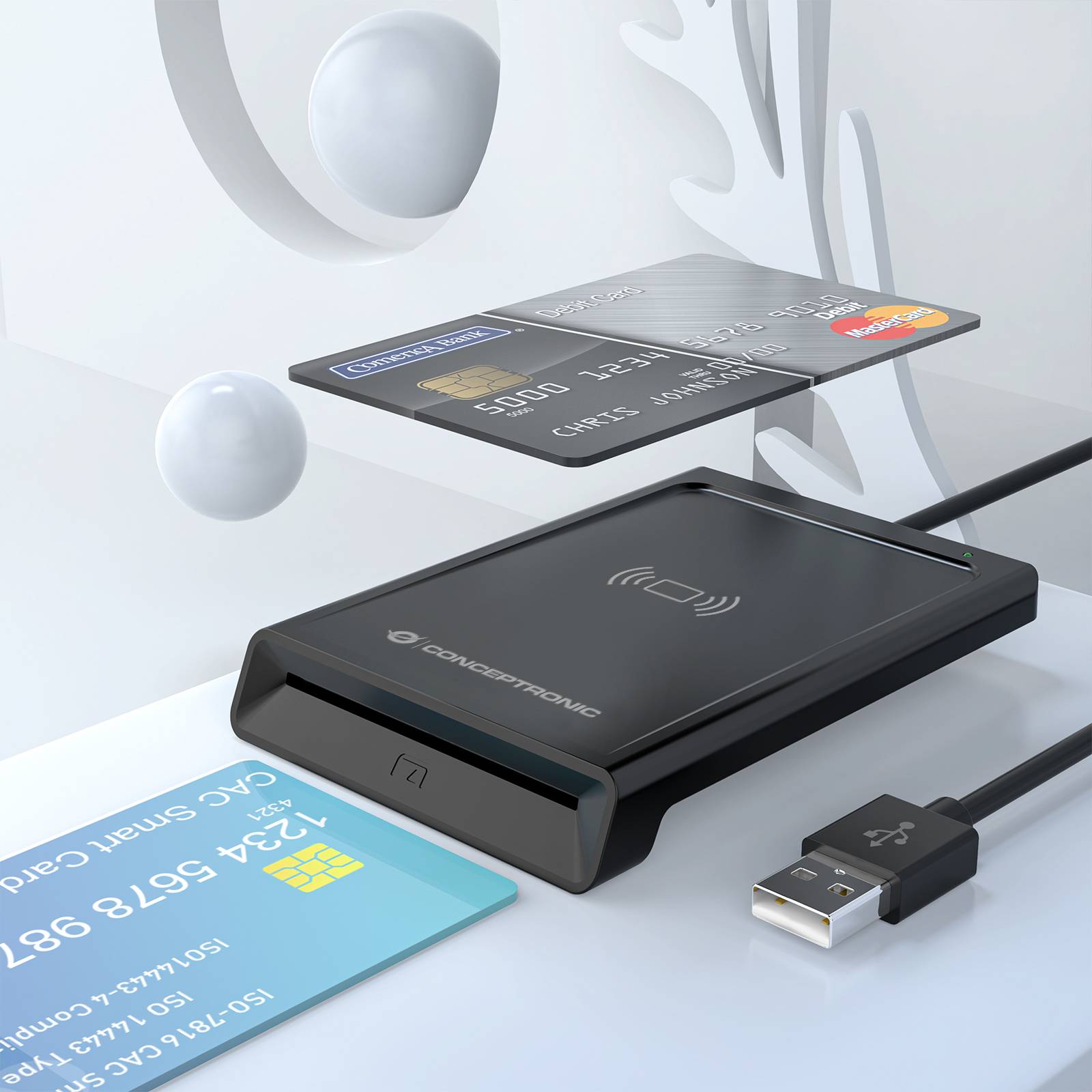 Conceptronic BIAN11B Smartcardlezer, interne USB-poort (USB 2.0), zwart-2