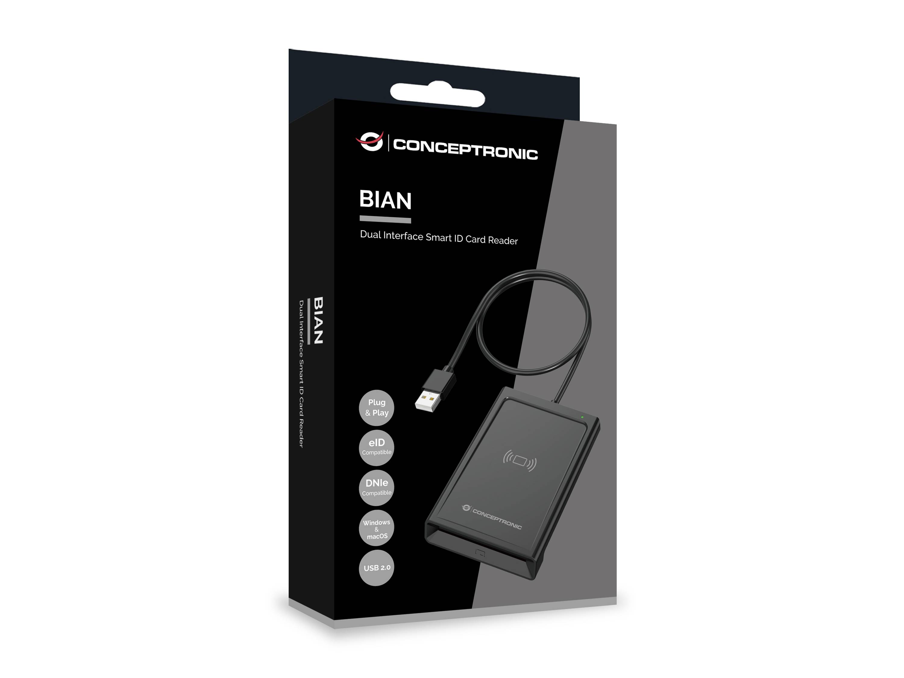 Conceptronic BIAN11B Smartcardlezer, interne USB-poort (USB 2.0), zwart-4