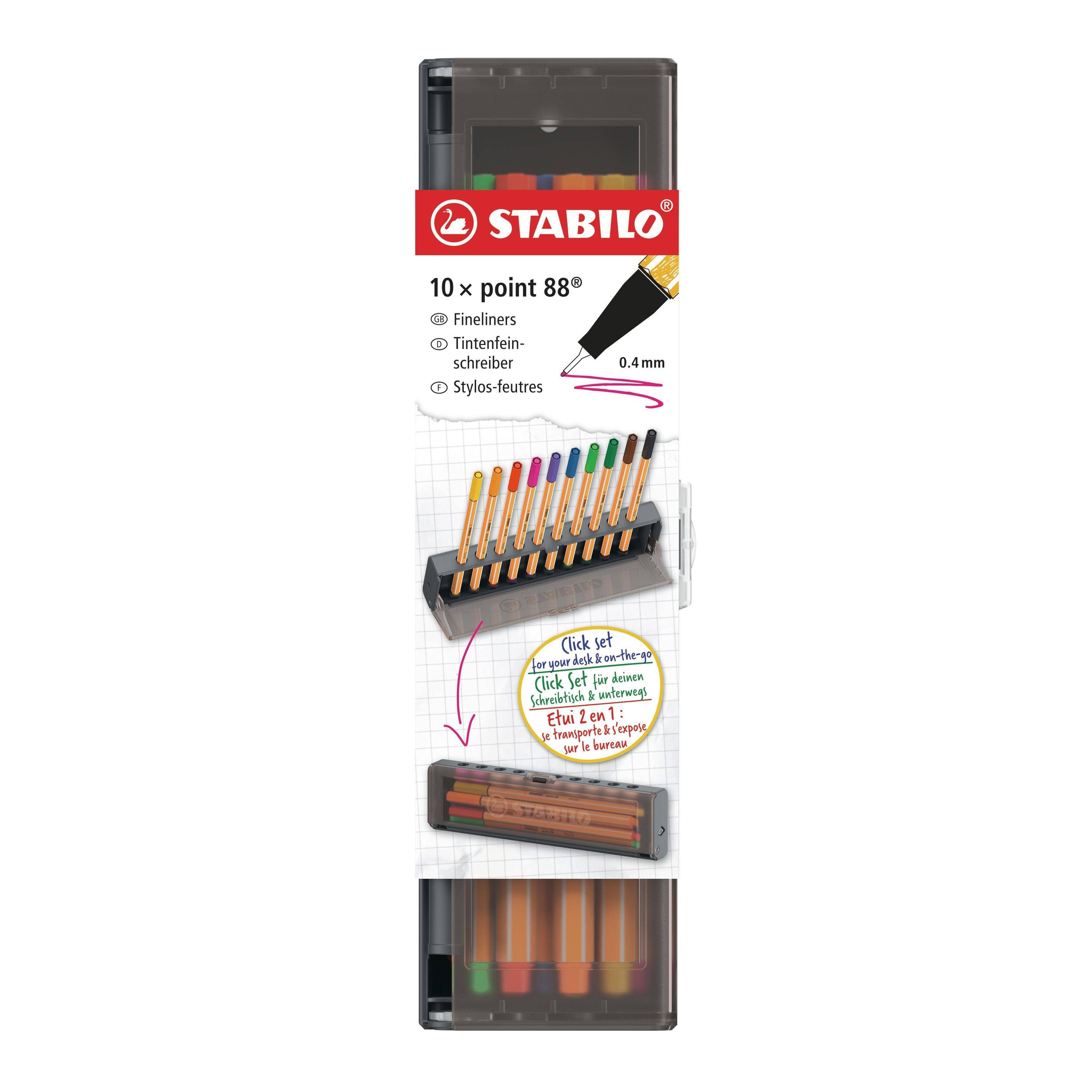 Stabilo 4006381623834 Stabilo - Fineliner point 88 f clickset à 10 kleuren-0