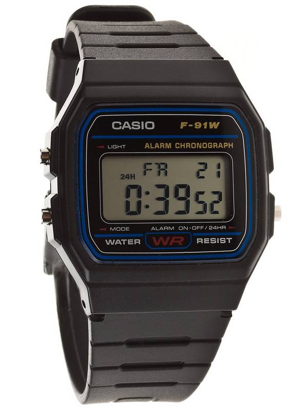 Casio F-91W Unisex Digitale Horloge Zwart F-91W-1YEG