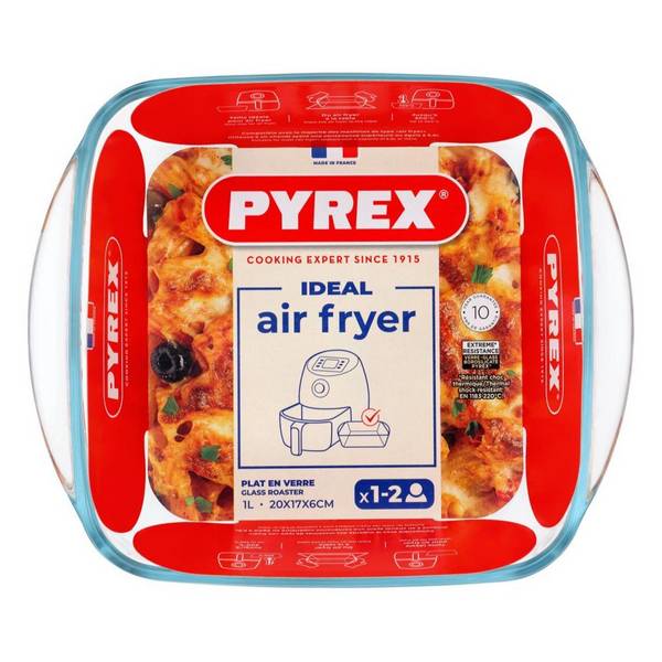 Pyrex Airfryer Schaal - 1450141 - Vierkant - Borosilicaatglas - 20 x 17 cm