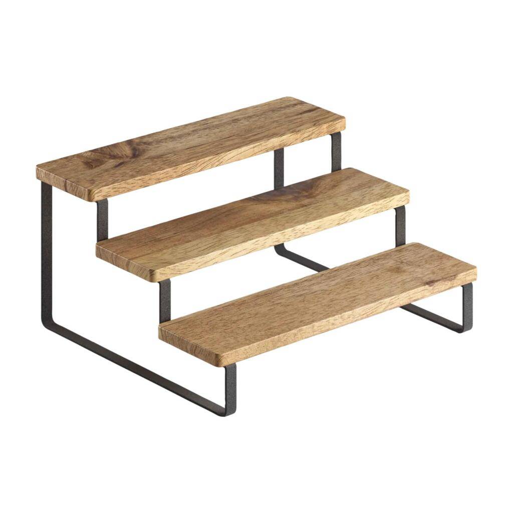 Metaltex York Lava Specerijrek 3-laags Acacia Hout/Zwart Metaal 23 x 27 x 13 cm 23x27x13-0