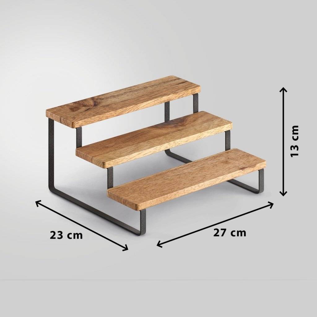 Metaltex York Lava Specerijrek 3-laags Acacia Hout/Zwart Metaal 23 x 27 x 13 cm 23x27x13-1