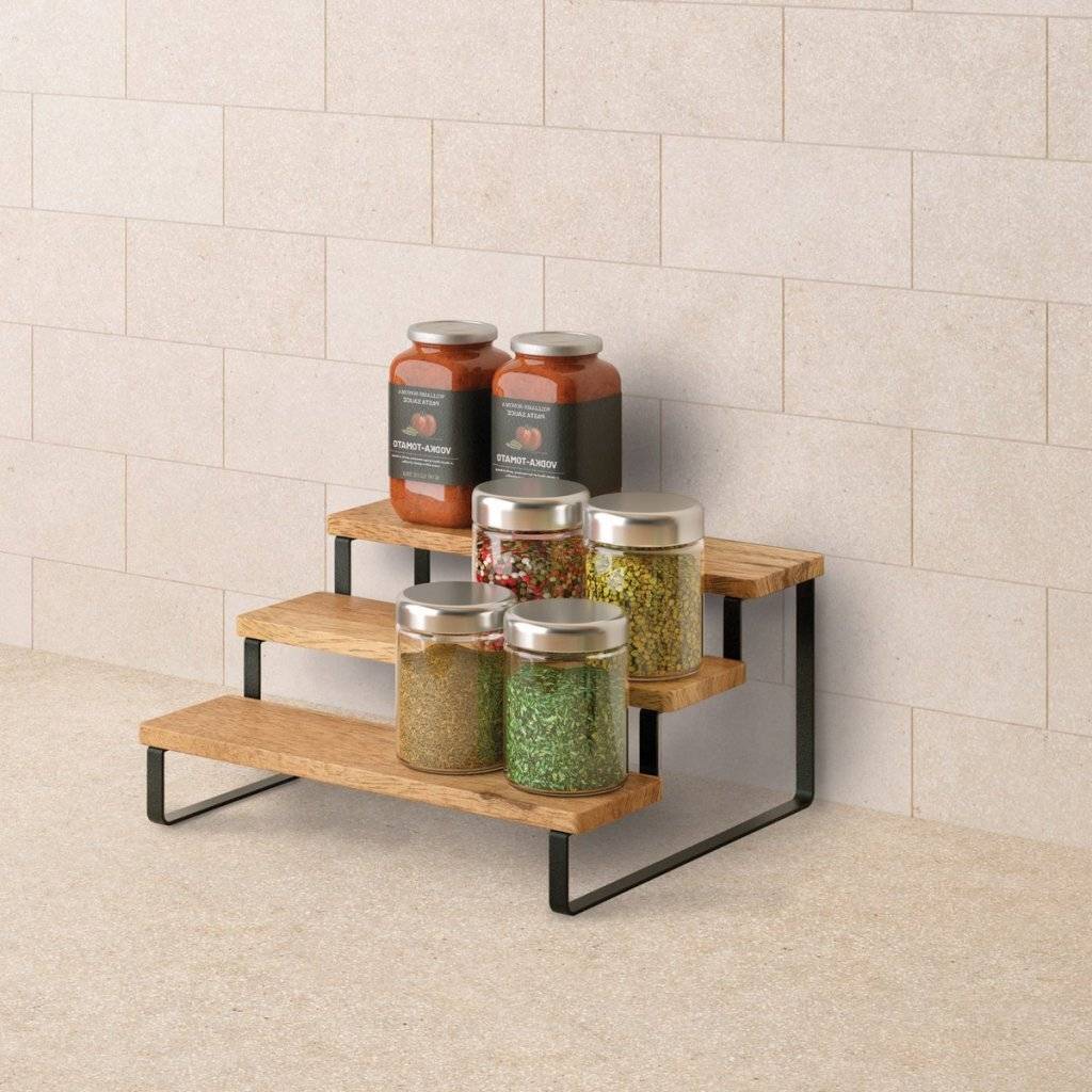 Metaltex York Lava Specerijrek 3-laags Acacia Hout/Zwart Metaal 23 x 27 x 13 cm 23x27x13-2