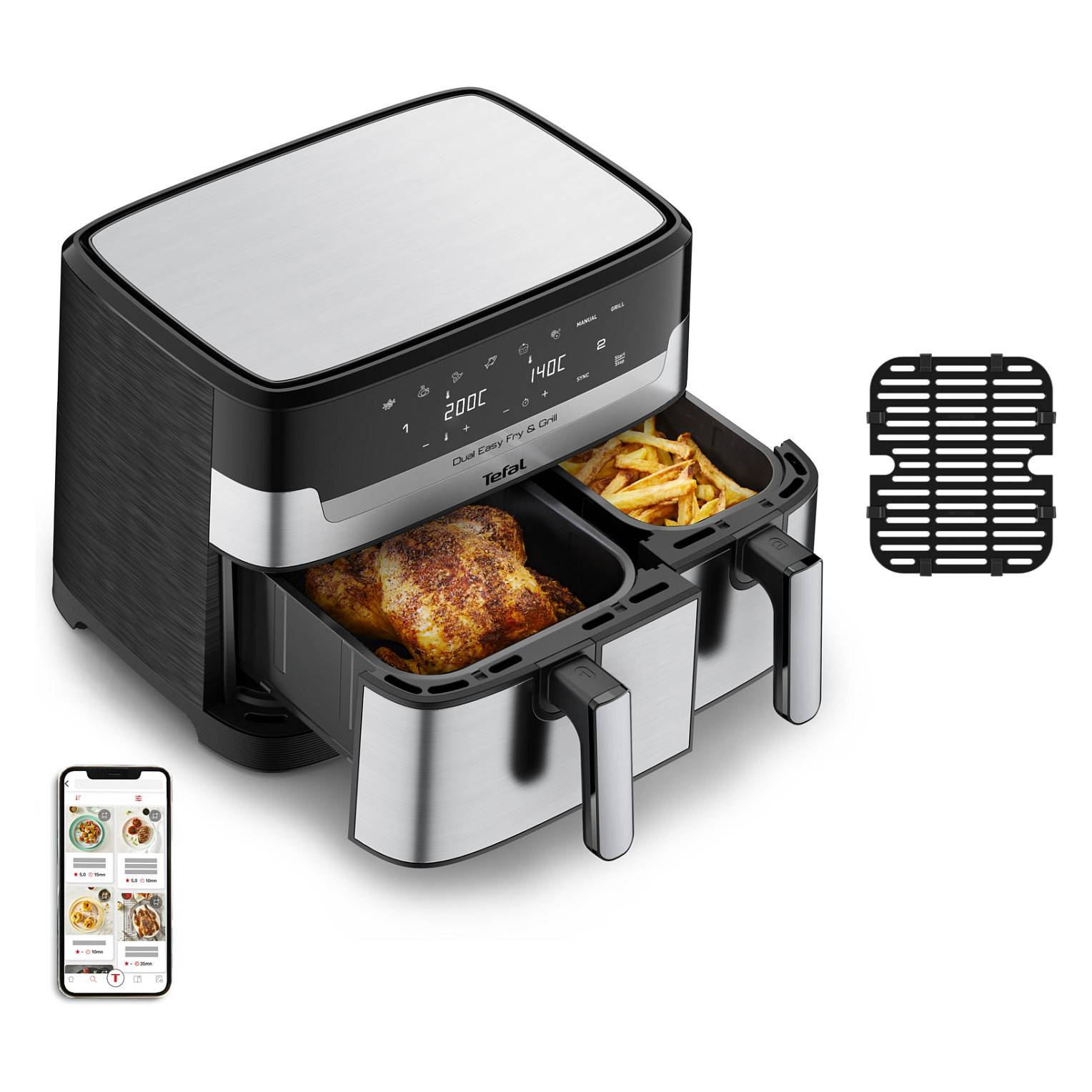 Tefal Easy Fry & Grill Dual EY905D 8.3L XXL heteluchtfriteuse Heteluchtfriteuse-0