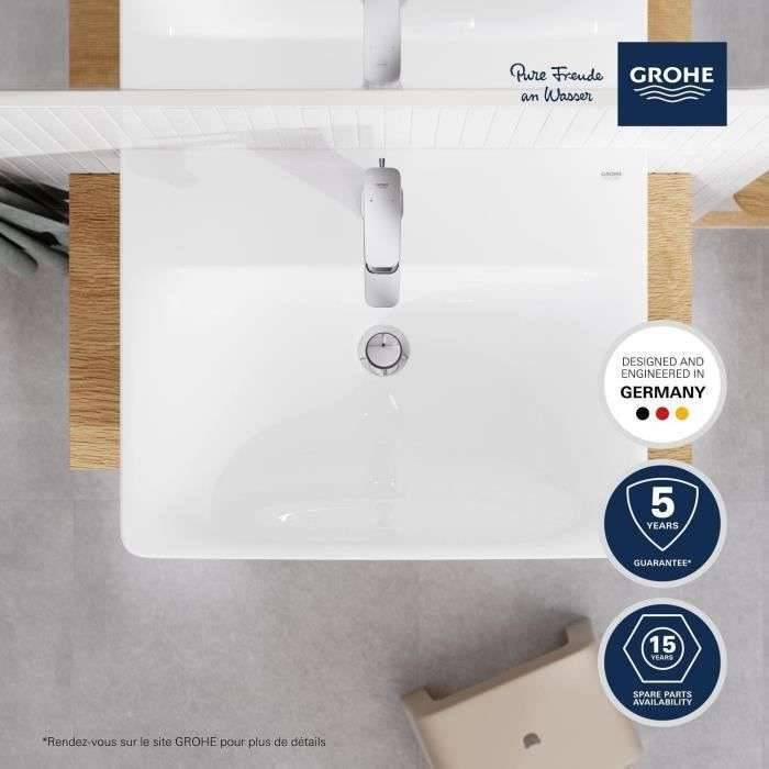 Wandgemonteerde wastafel - Keramiek - Rechthoekig - GROHE Euro Ceramic - 60 cm x 21 cm - Wit-2
