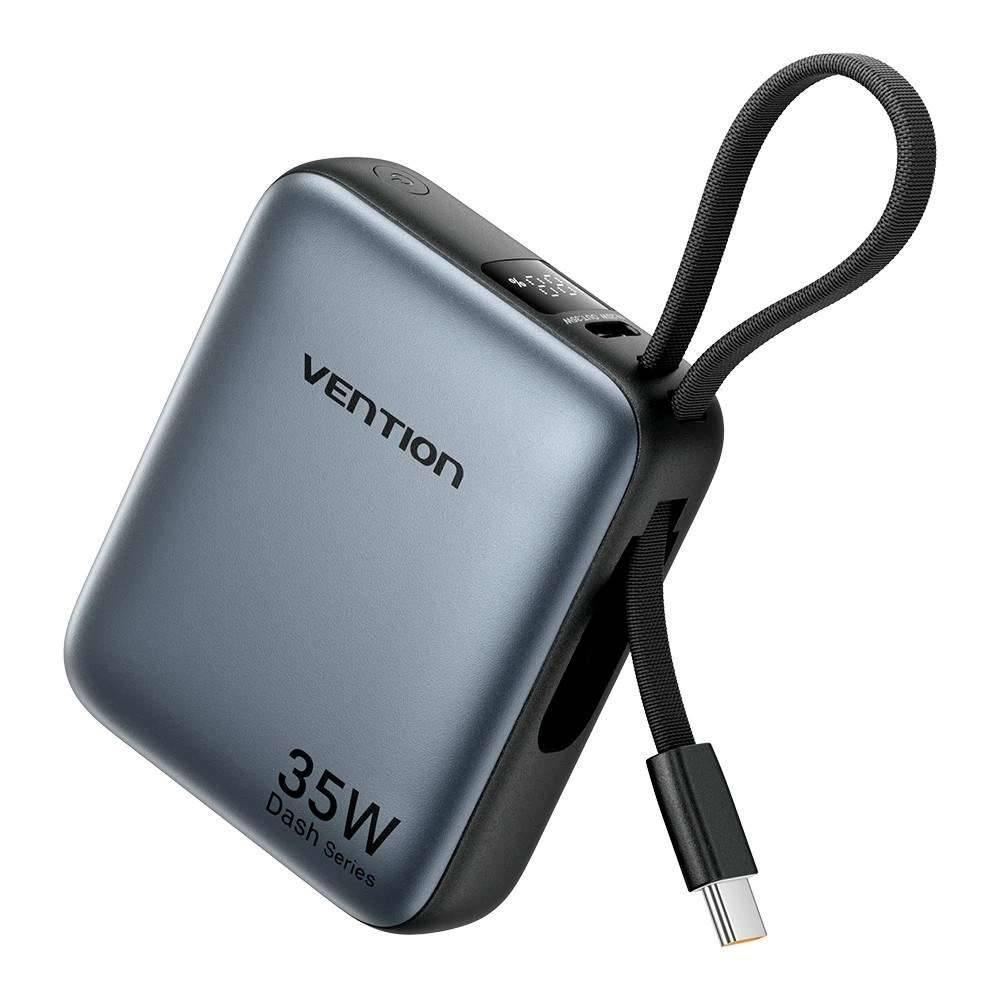 VN1 Vention 10000mAh 35W - powerbank met USB-C-kabel (grijs)-0