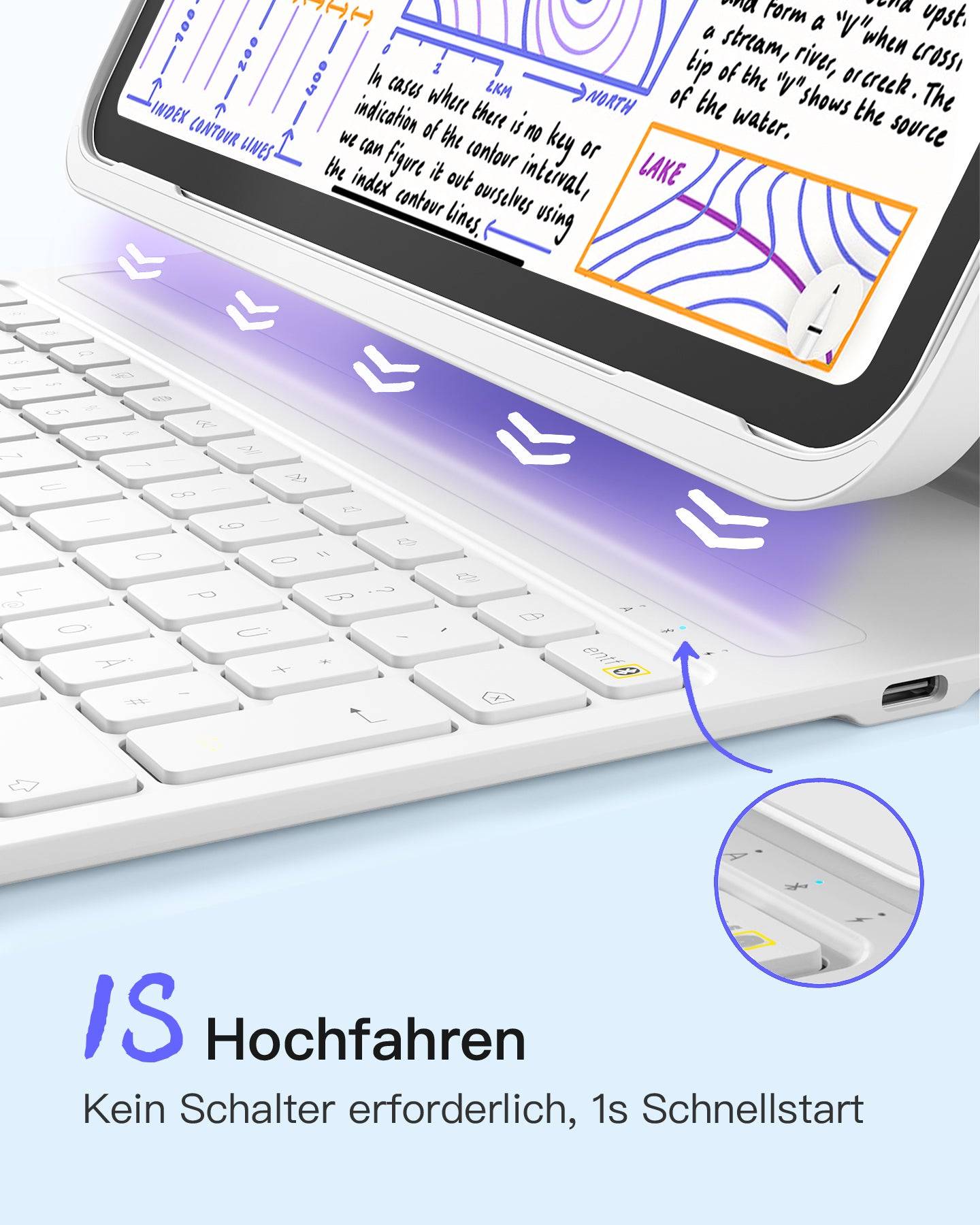 inateck toetsenbord voor iPad 13" QWERTZ wit-3