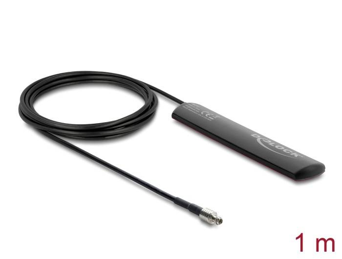 Delock LTE Antenna TS9 plug 1.5 dBi omnidirectional fixed with connection cable RG-174 1 m adhesive mounting outdoor-0